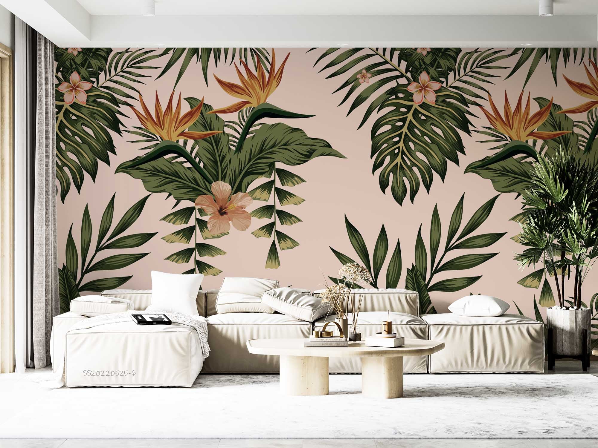 3D Vintage Tropical Leaf Floral Pattern Wall Mural Wallpaper GD 1246- Jess Art Decoration