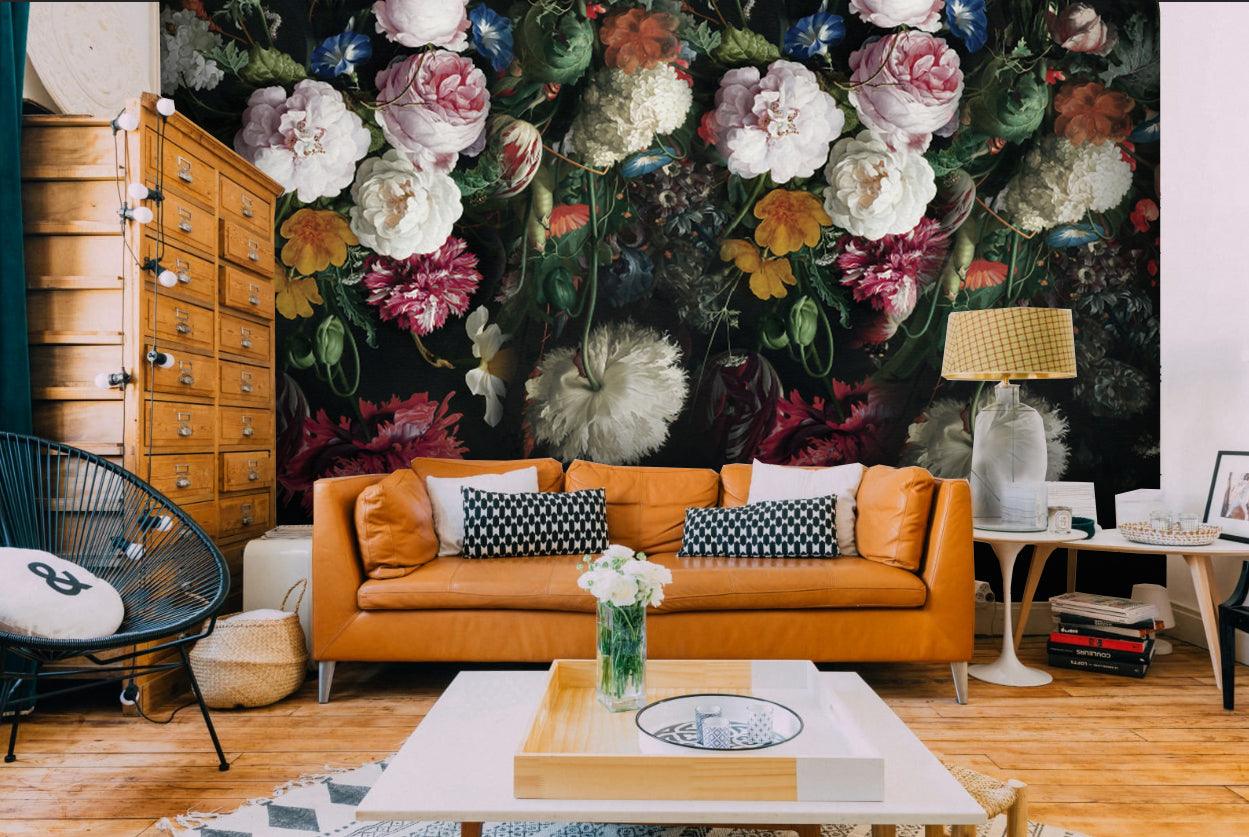 3D Hand Drawn Color Floral Leaves Wall Mural Wallpaper LQH 55- Jess Art Decoration