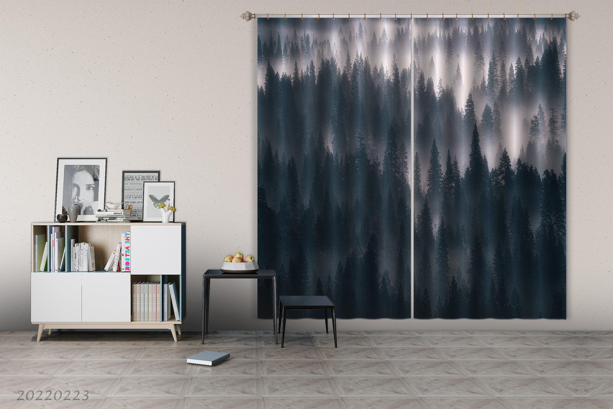 3D Woods Misty Landscape Curtains and Drapes GD 2533- Jess Art Decoration