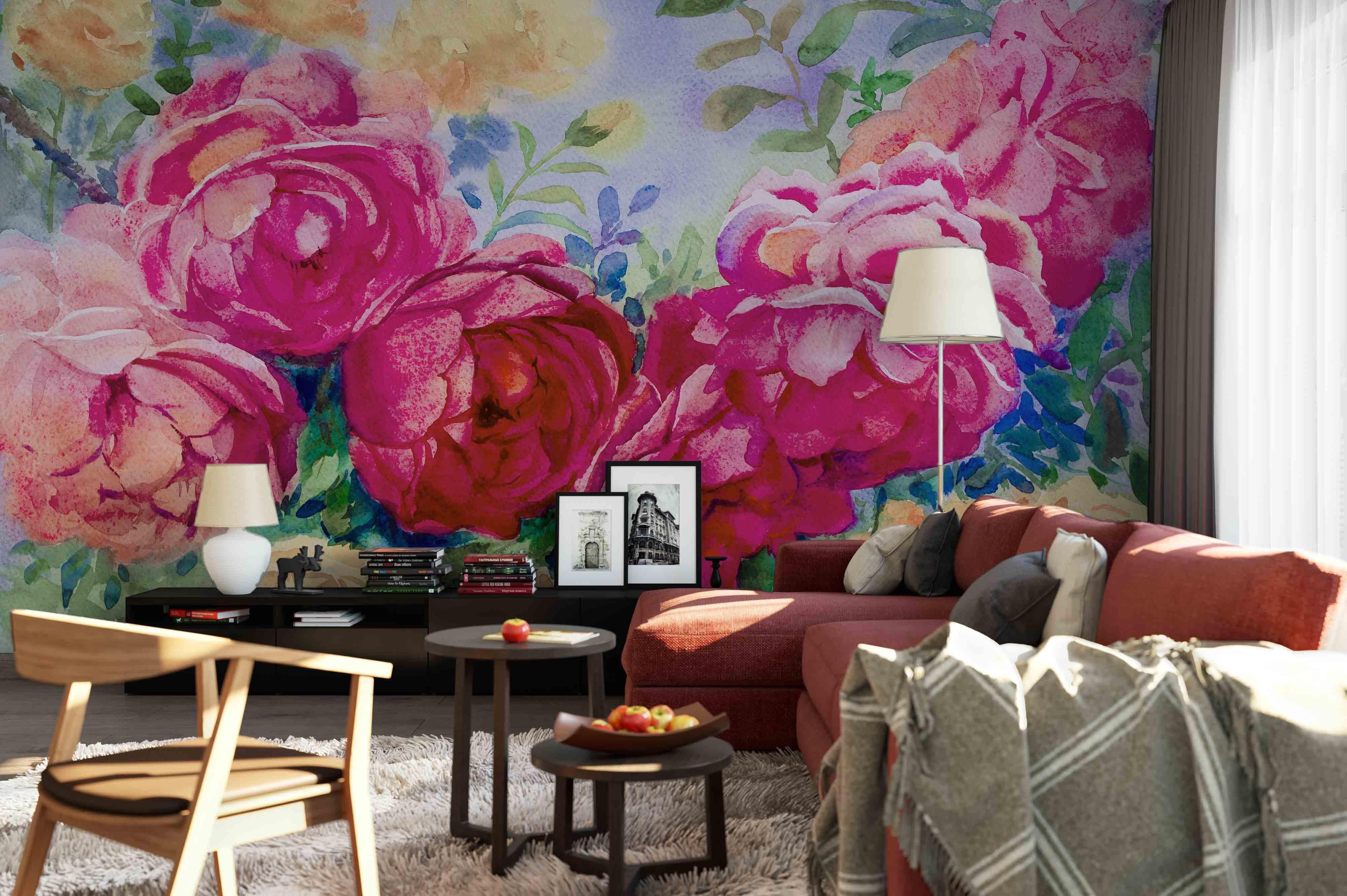 3D Pink Peony Flower Wall Mural Wallpaper 70- Jess Art Decoration