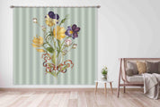 3D Yellow Pansy Flower Bouquet Green Background Curtains and Drapes GD 143- Jess Art Decoration