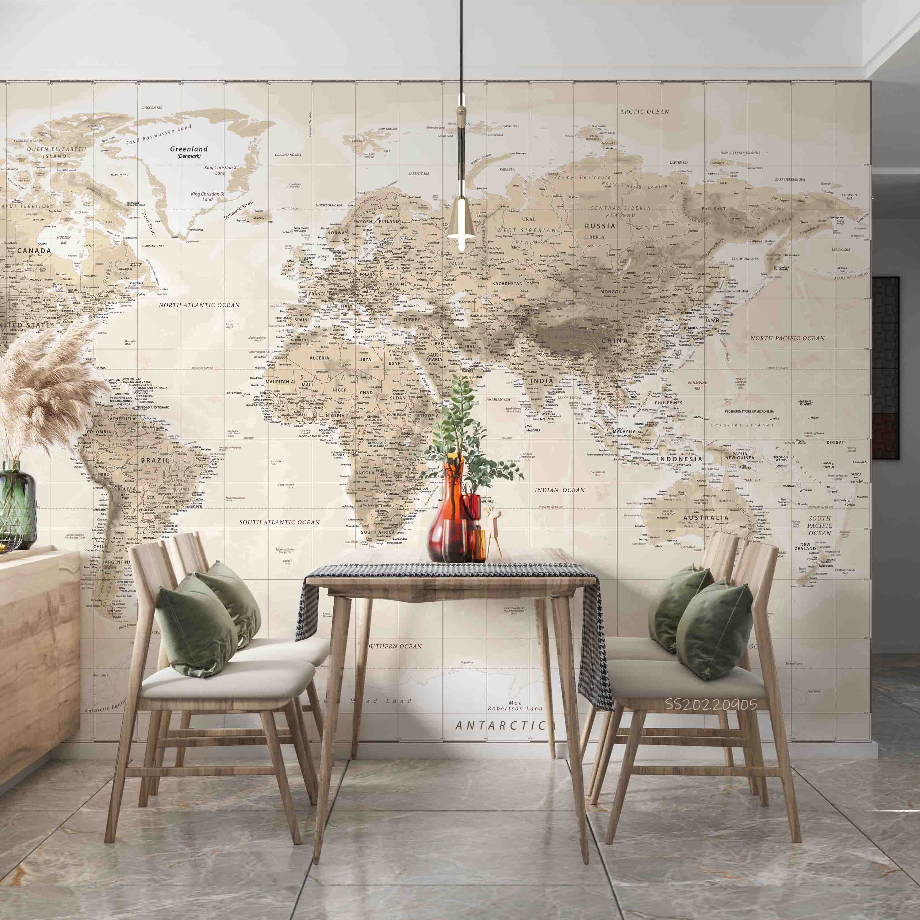 3D Vintage Detailed World Map Wall Mural Wallpaper GD 2569- Jess Art Decoration