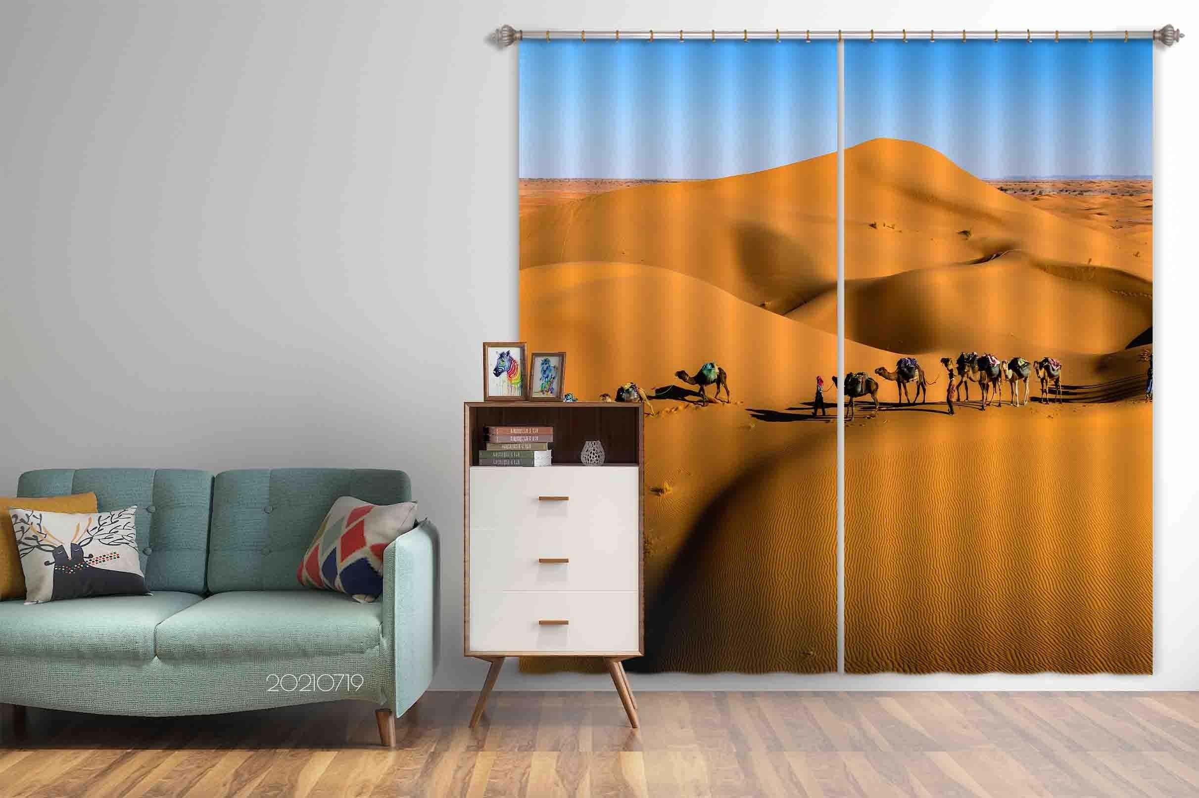 3D Desert Camel Landscape Sky Curtains and Drapes LQH 127- Jess Art Decoration