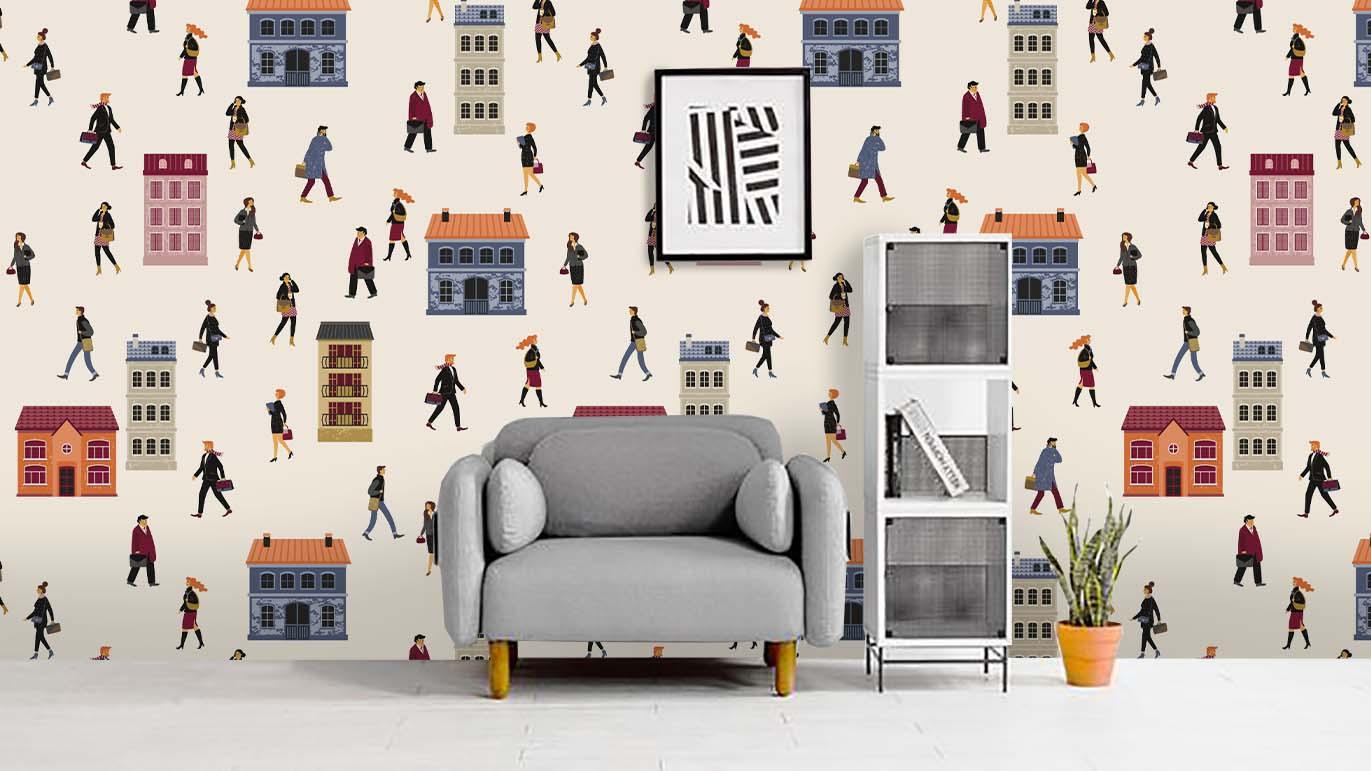 3D House Crowd Wall Mural Wallpaper 45- Jess Art Decoration
