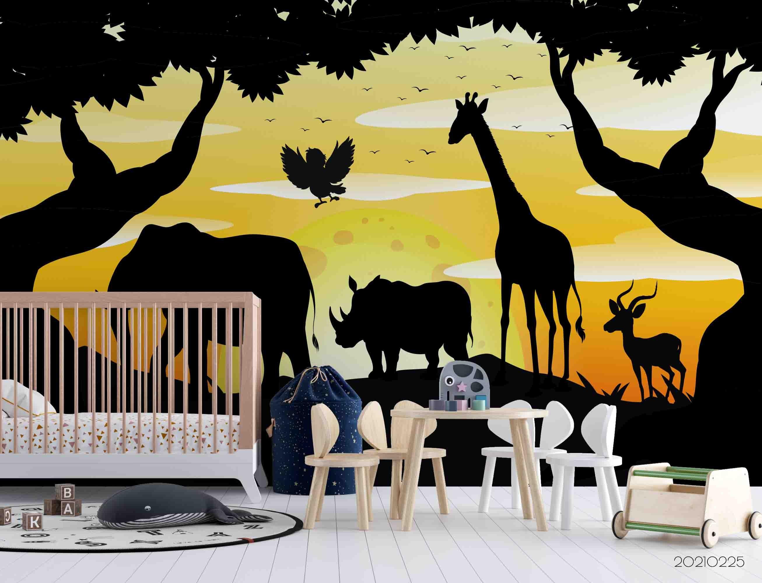 3D Sunset Sky Wild Animal Wall Mural Wallpaper LQH 237- Jess Art Decoration
