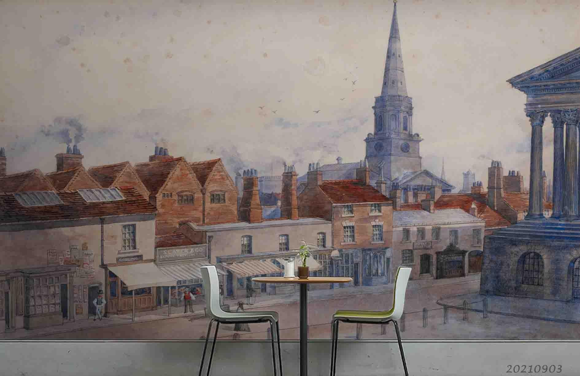 3D City Architecture Landscape Oil Painting Wall Mural Wallpaper LQH 121- Jess Art Decoration