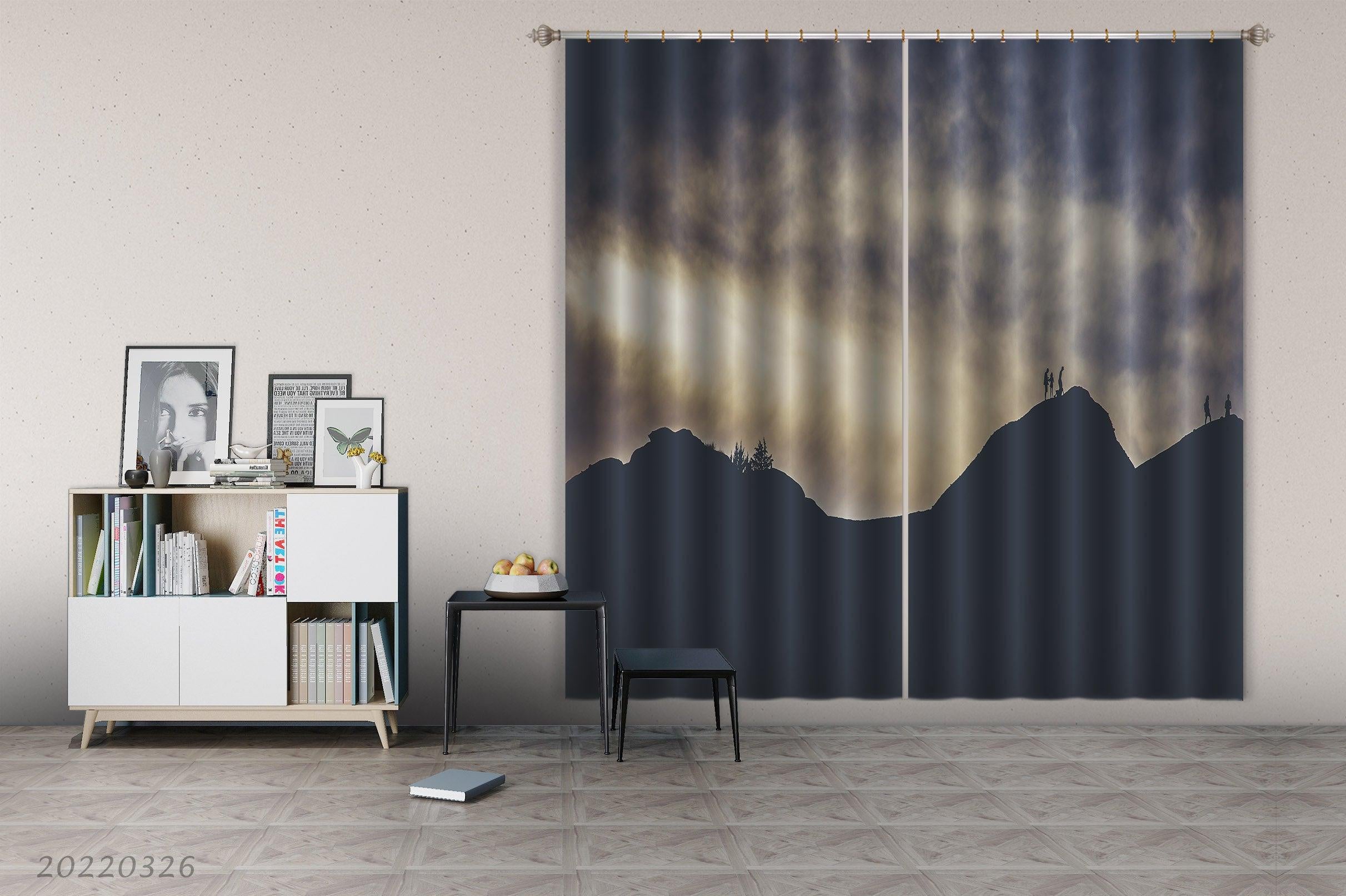 3D Landscape Mountain Peak Fog Curtains and Drapes GD 3021- Jess Art Decoration