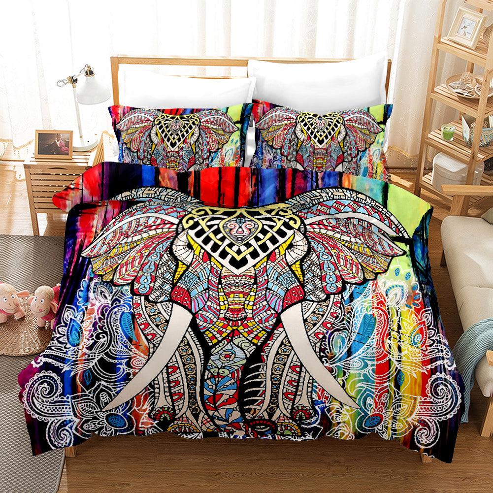 3D Bohemian Elephant Quilt Cover Set Bedding Set Pillowcases 92- Jess Art Decoration