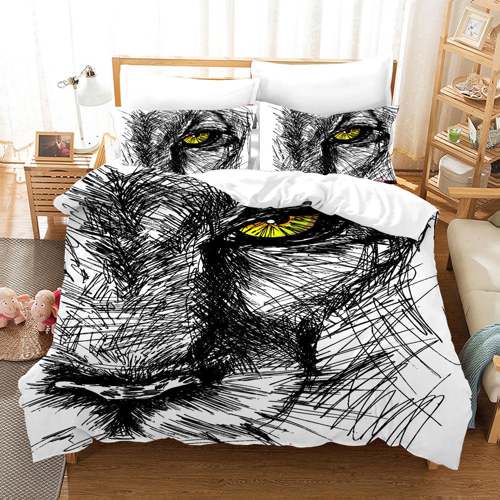 3D White Black Wolf Painting Quilt Cover Set Bedding Set Pillowcases 114- Jess Art Decoration