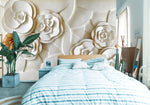 3D embossed white flower 050 wall murals- Jess Art Decoration