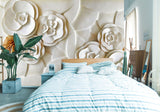 3D embossed white flower 050 wall murals- Jess Art Decoration
