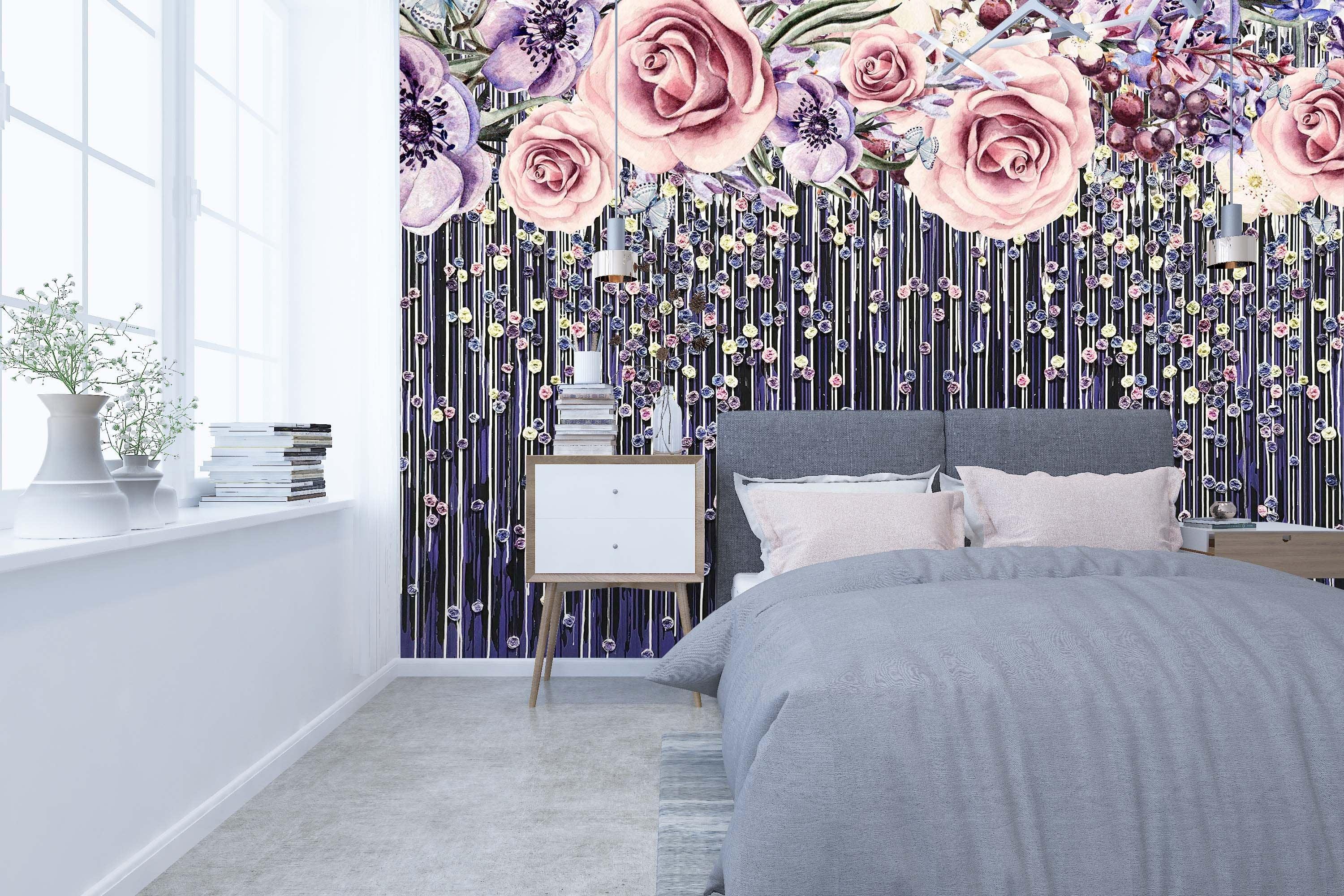 3D Rose Curtain 118 Wall Murals