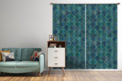 3D Dark Blue Geometry Graphical Abstract Sea Waves Curtains and Drapes 194- Jess Art Decoration