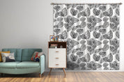 3D Simplicity Hand drawing Black White Leaves Pattern Curtains and Drapes 143- Jess Art Decoration