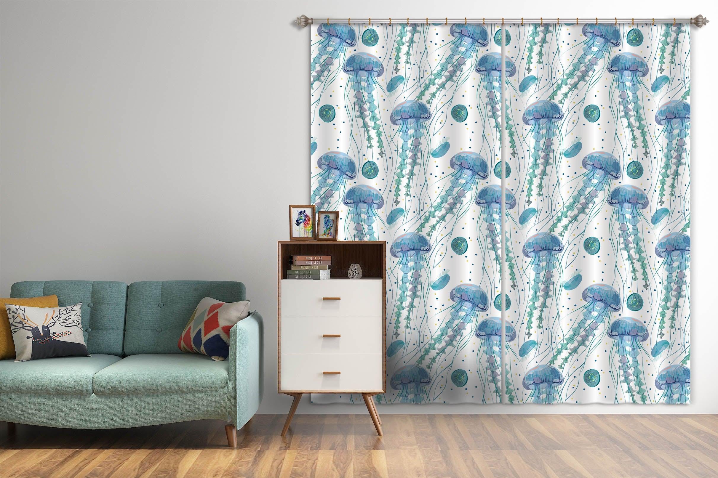 3D Color Jellyfish Curtains and Drapes 115- Jess Art Decoration