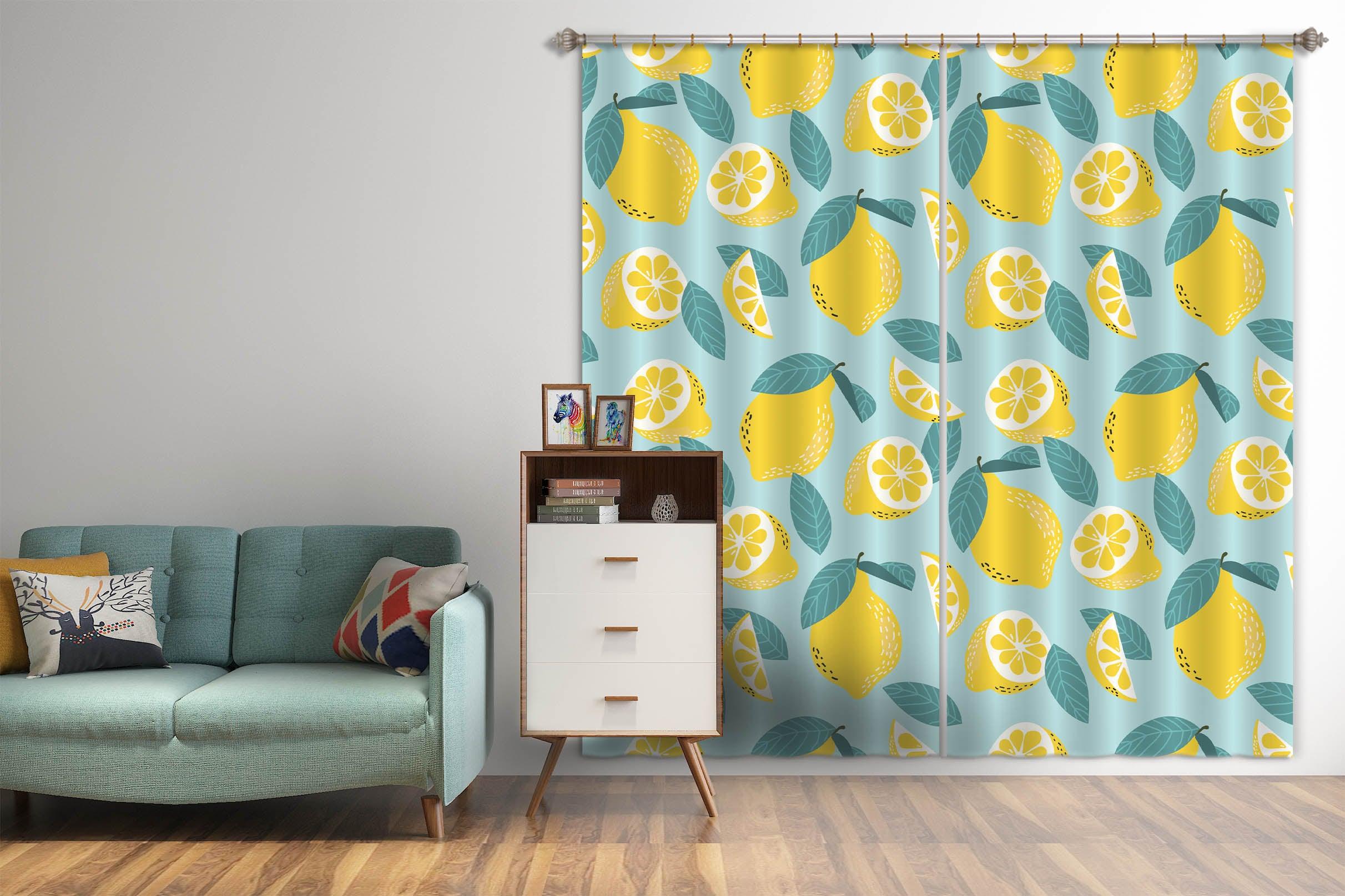 3D Yellow Lemon Curtains and Drapes LQH A816- Jess Art Decoration