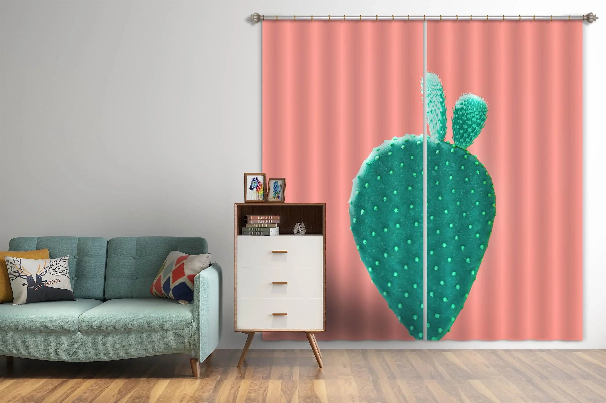 3D Cactus Pink Curtains and Drapes LQH A850- Jess Art Decoration