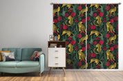 3D Yellow Leopard Red Flowers Curtains and Drapes LQH A818- Jess Art Decoration