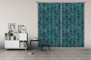 3D Dark Blue Geometry Graphical Abstract Sea Waves Curtains and Drapes 194- Jess Art Decoration
