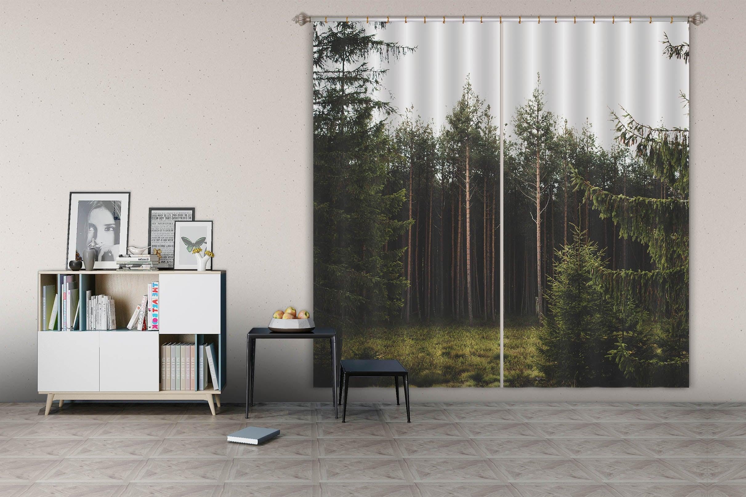 3D Green Forest Curtains and Drapes LQH A735- Jess Art Decoration