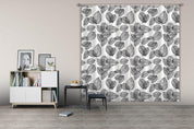 3D Simplicity Hand drawing Black White Leaves Pattern Curtains and Drapes 143- Jess Art Decoration