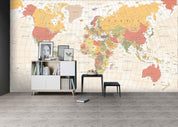 3D orange world map 133 wall murals- Jess Art Decoration
