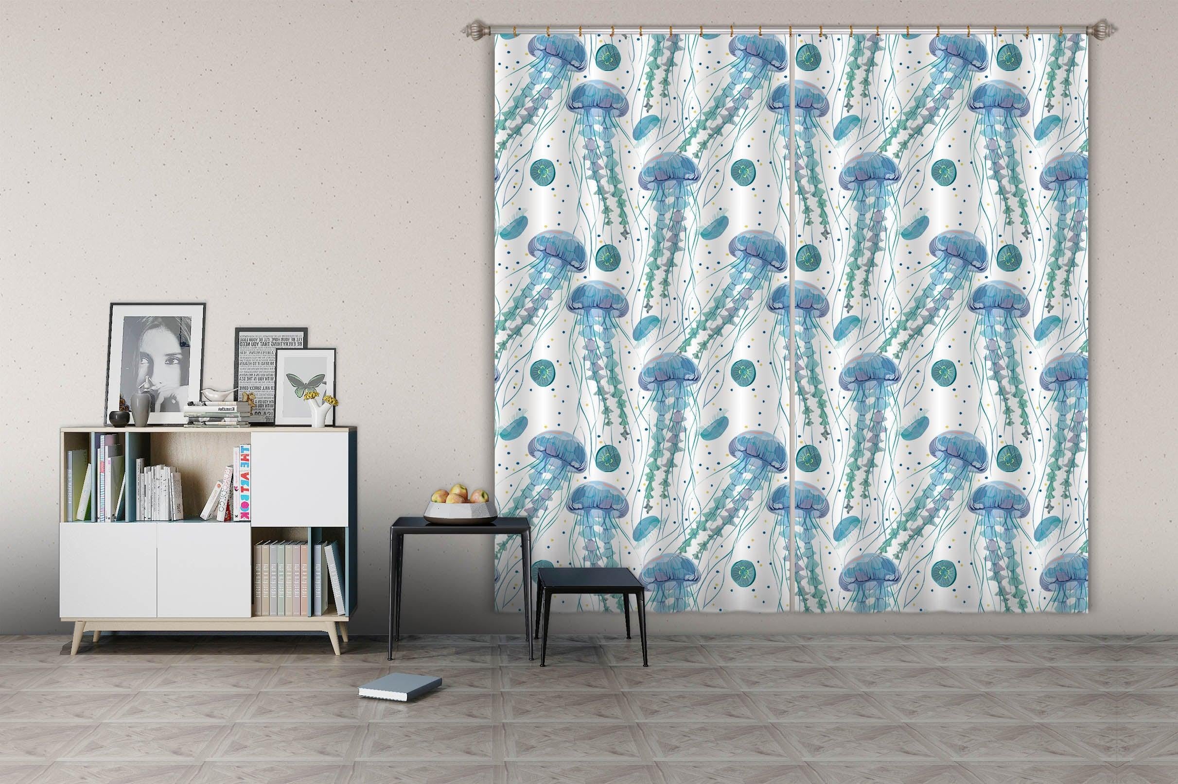 3D Color Jellyfish Curtains and Drapes 115- Jess Art Decoration