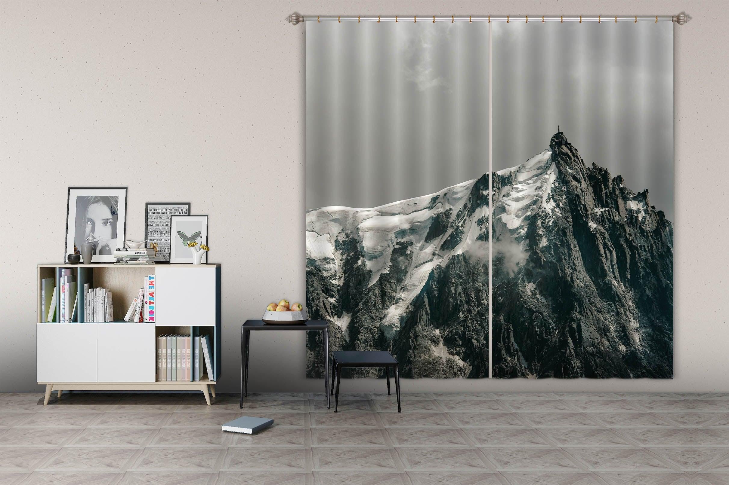 3D Snow Mountain Sky Scenery Curtains and Drapes LQH A747- Jess Art Decoration