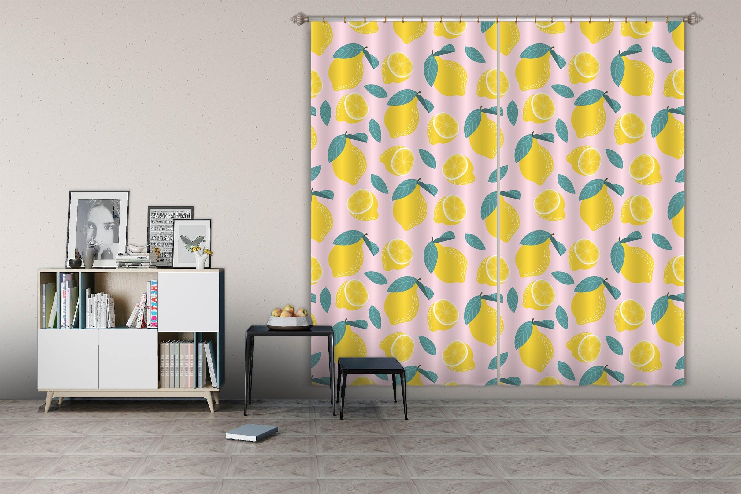 3D Yellow Lemon Curtains and Drapes LQH A817- Jess Art Decoration