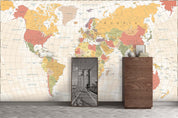 3D orange world map 133 wall murals- Jess Art Decoration