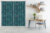 3D Dark Blue Geometry Graphical Abstract Sea Waves Curtains and Drapes 194- Jess Art Decoration