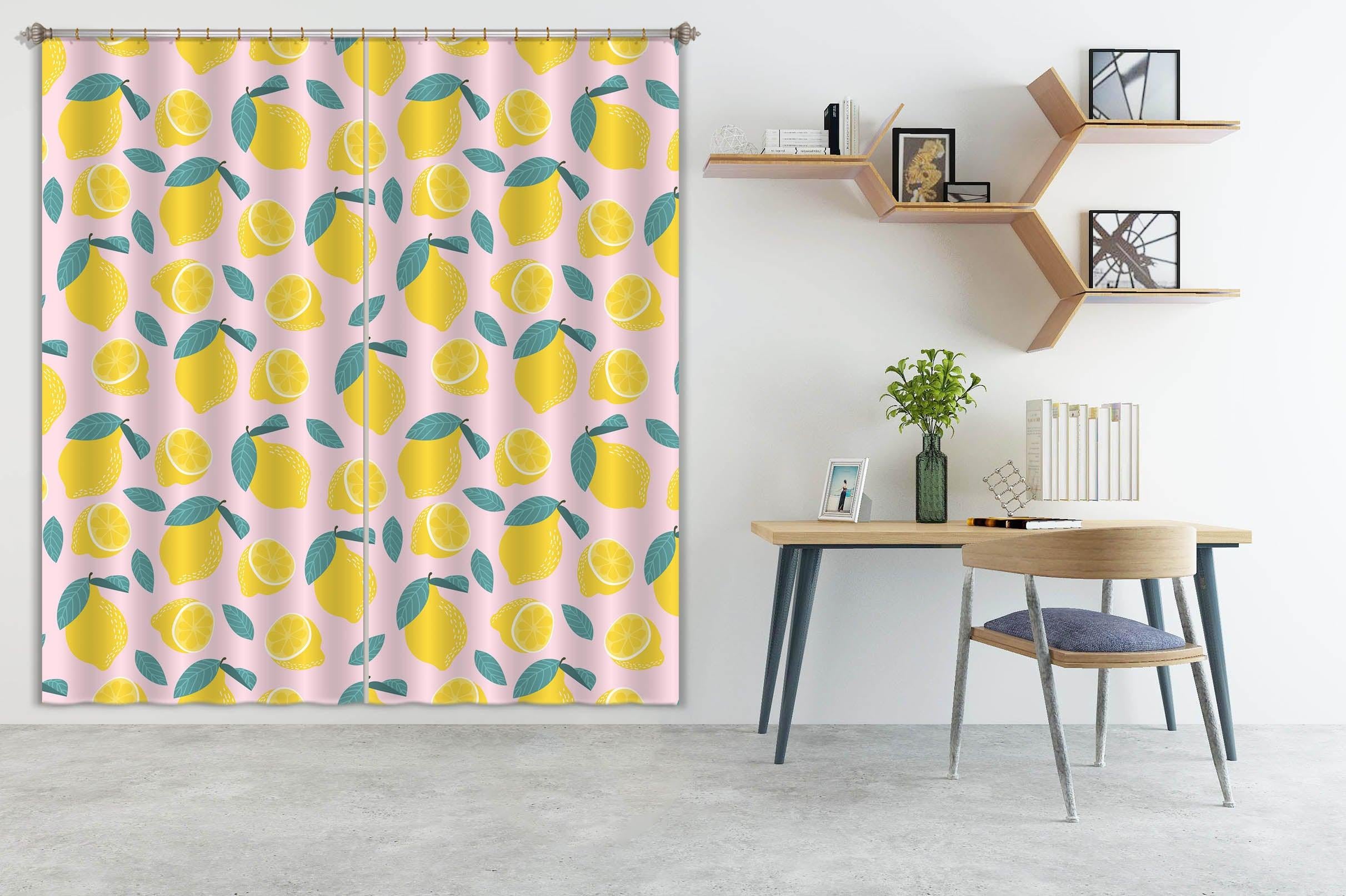 3D Yellow Lemon Curtains and Drapes LQH A817- Jess Art Decoration
