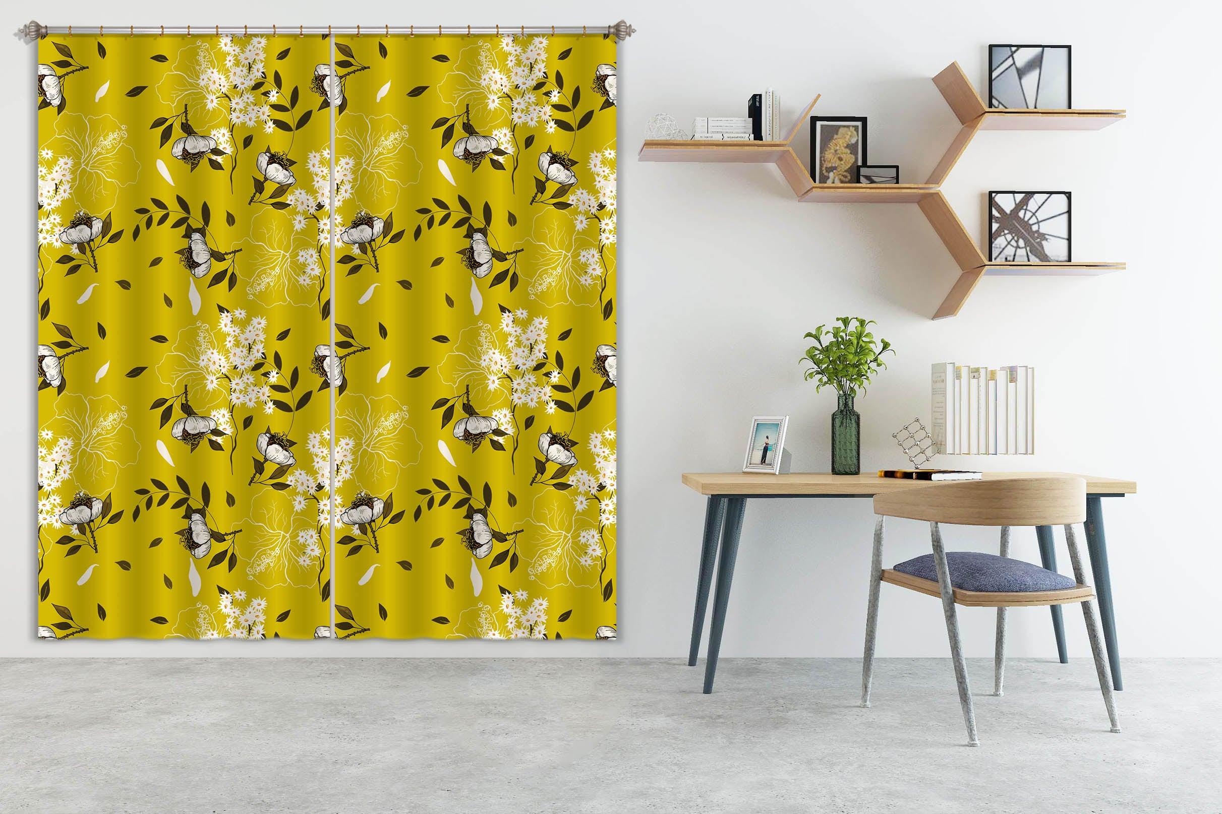 3D Yellow Floral Pattern Curtains and Drapes LQH A819- Jess Art Decoration