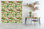 3D Green Tropical Leaves Color Fruits Watermelon Orange  Pitaya Curtains and Drapes 195- Jess Art Decoration