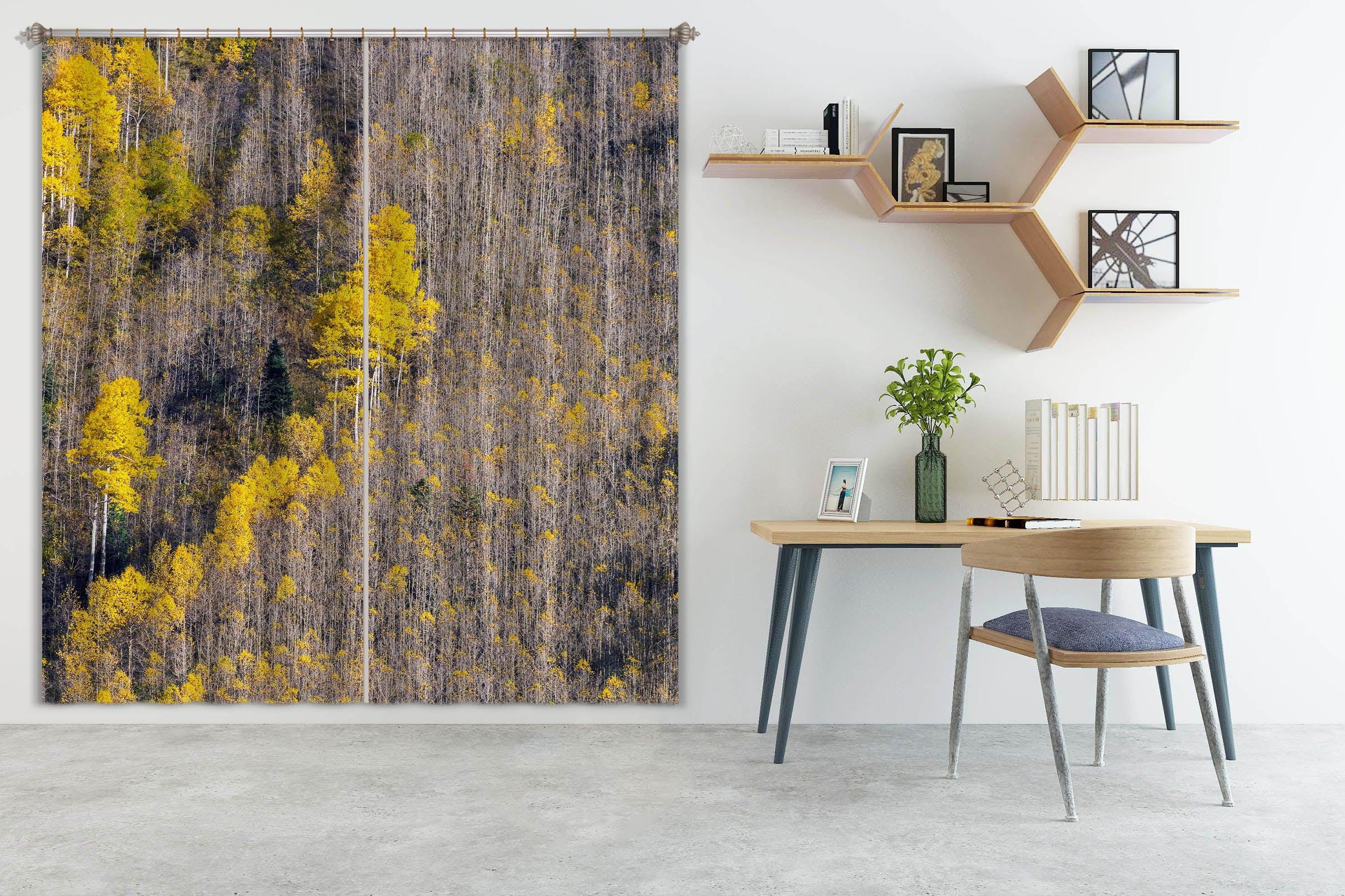 3D Yellow Wood Curtains and Drapes LQH A685- Jess Art Decoration