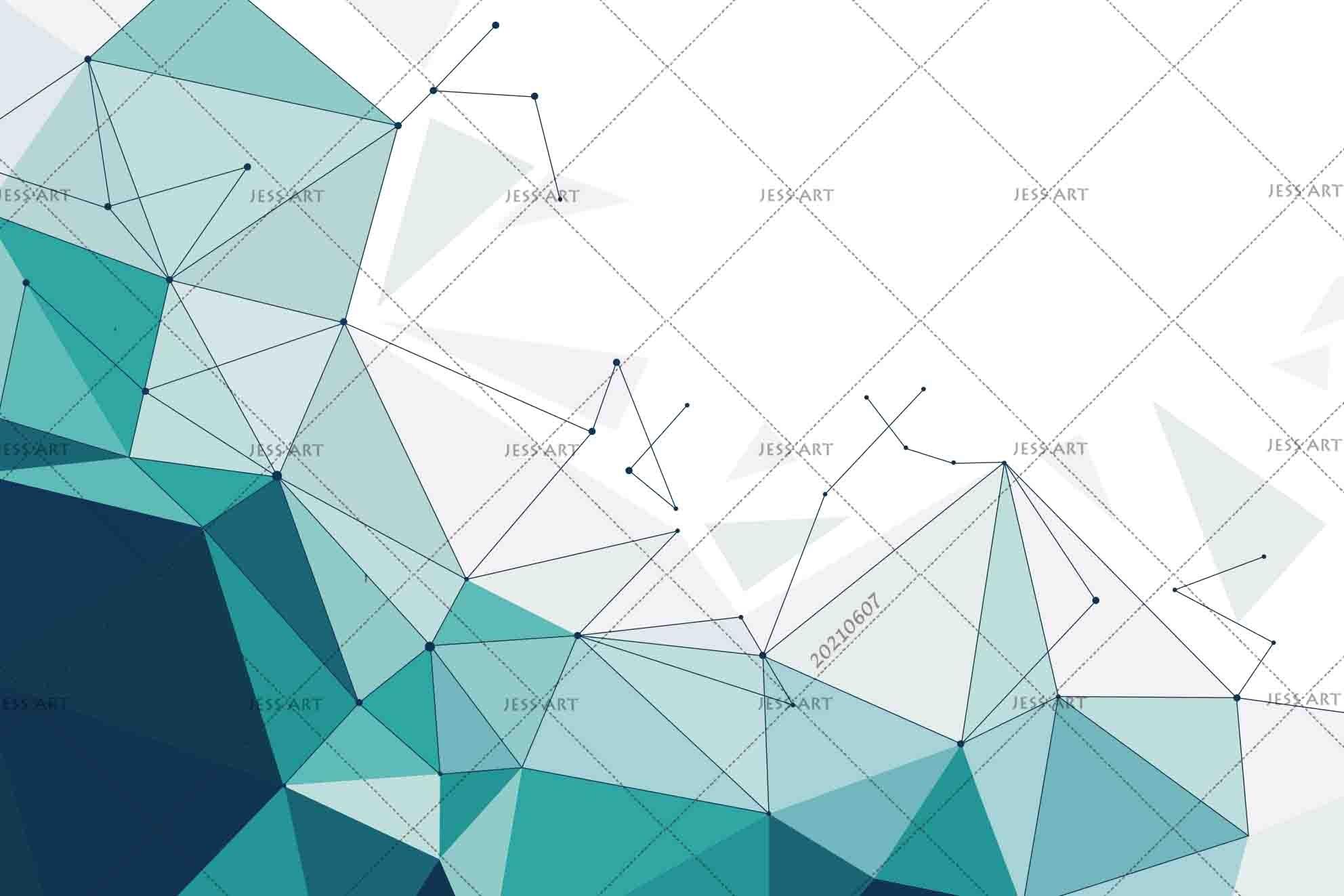 3D  Blue Crystal Triangle Rendering  Wall Mural Wallpaper SWW1058- Jess Art Decoration