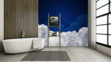 3D White Clouds Night Sky 084 Wall Murals