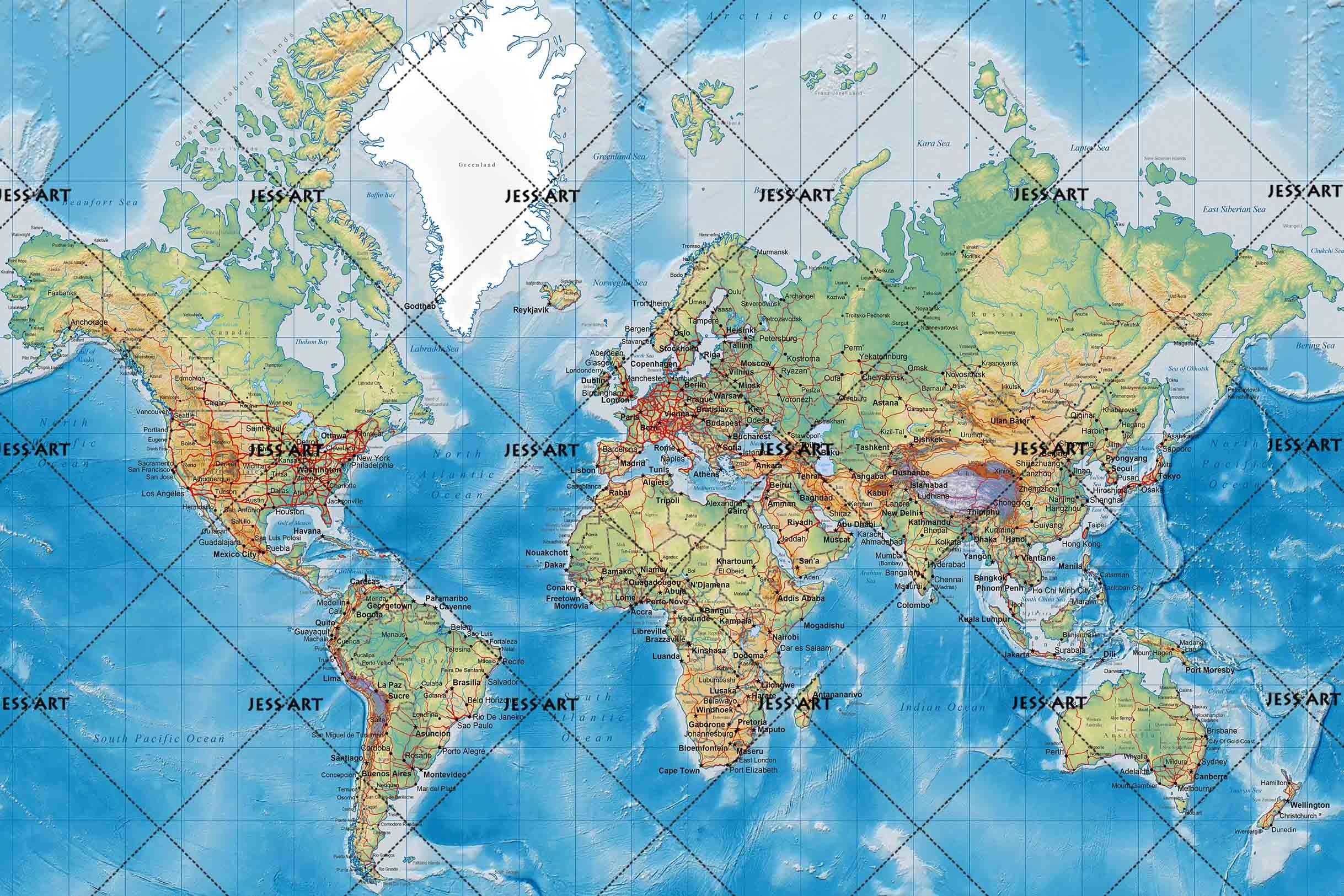 3D World Map Wall Mural Wallpaper SF20- Jess Art Decoration