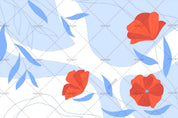3D Abstract Blue Leaf Red Floral Wall Mural Wallpaper LQH 219- Jess Art Decoration