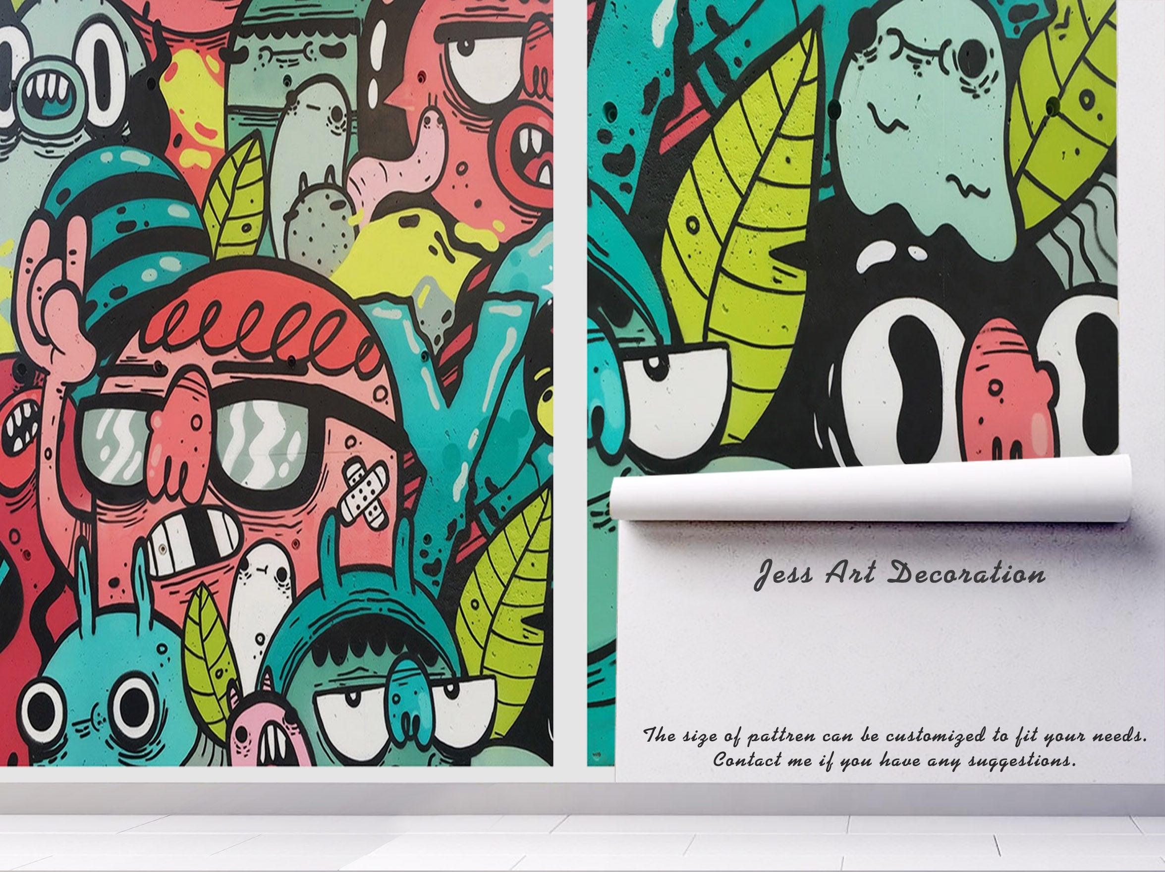 3D Abstract Animals Graffiti Wall Mural Wallpaper 139- Jess Art Decoration