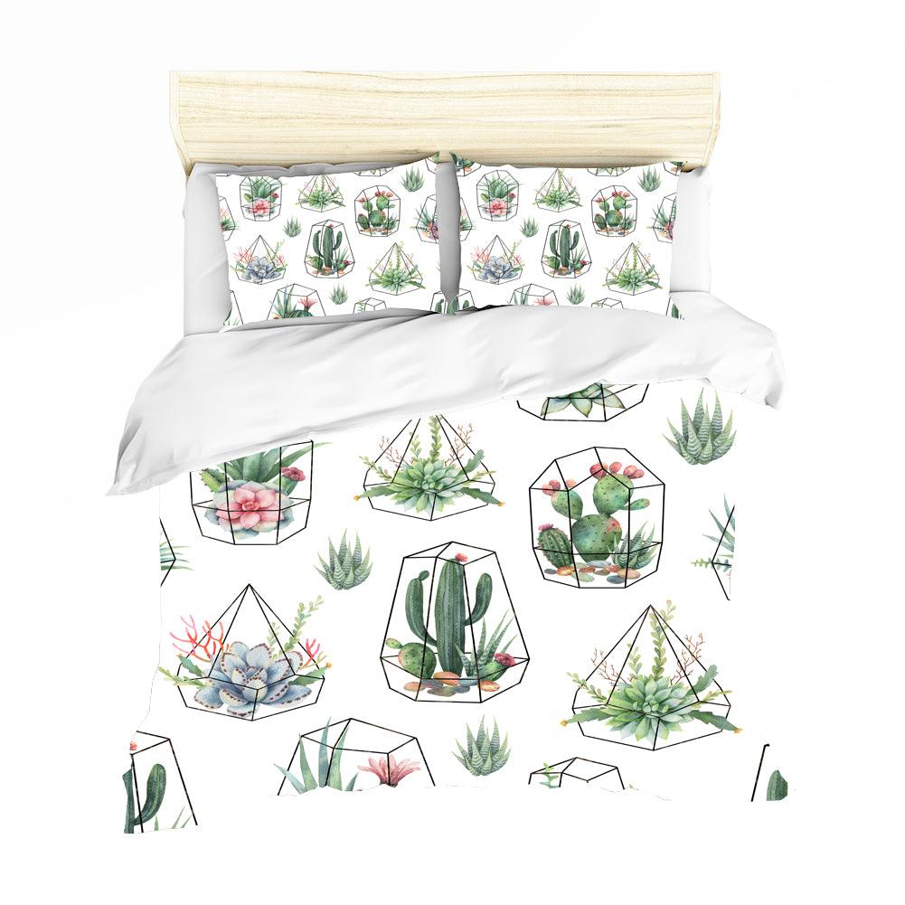 3D Watercolor Succulent Quilt Cover Set Bedding Set Pillowcases  56- Jess Art Decoration
