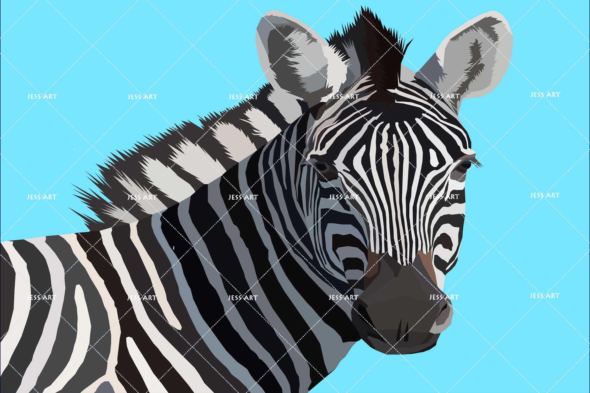 3D Grassland Animals Zebra Blue Background Wall Mural Wallpaper ZY D14- Jess Art Decoration