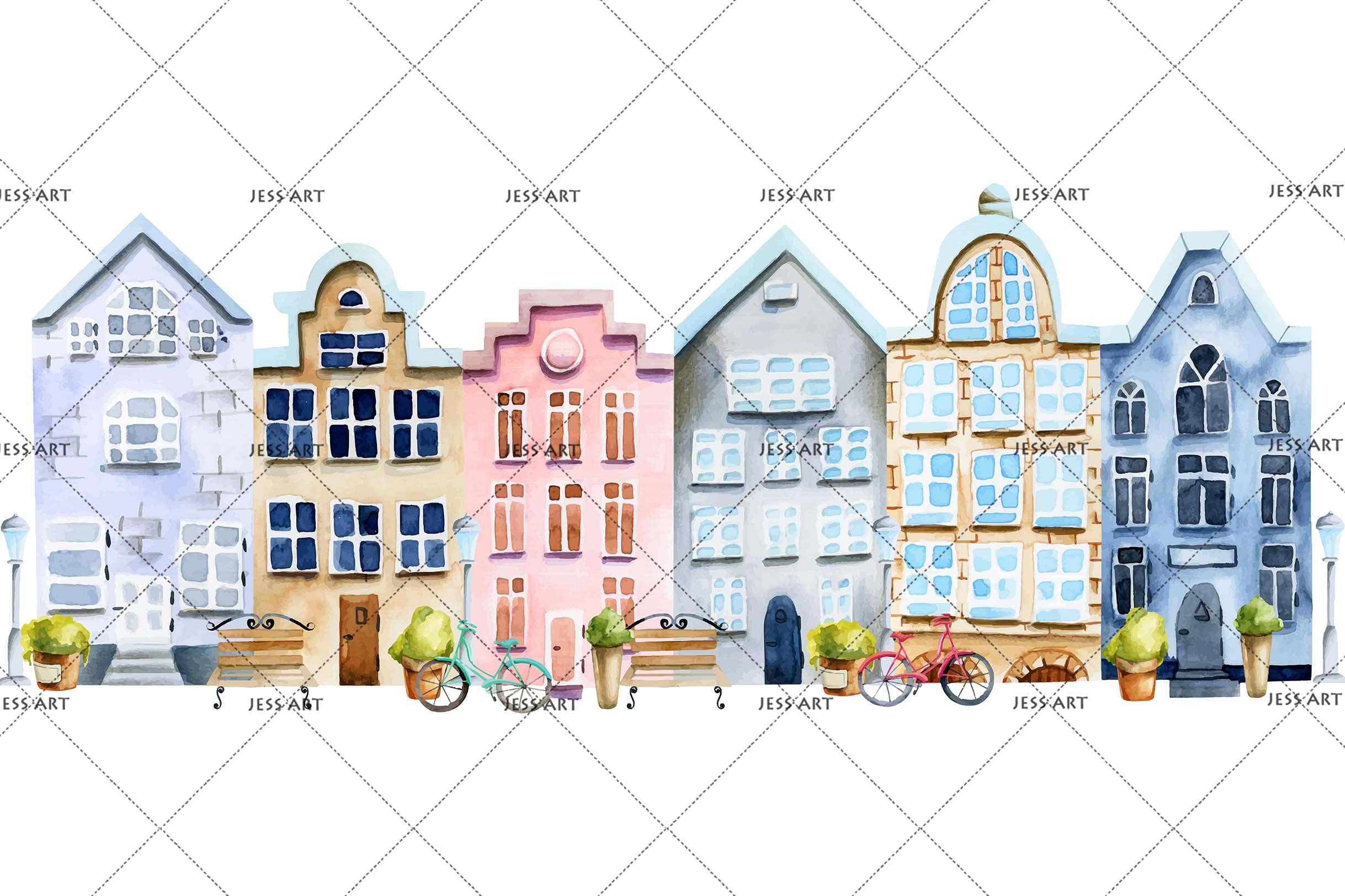 3D Hand Painted Building Wall Mural Wallpaper 119- Jess Art Decoration