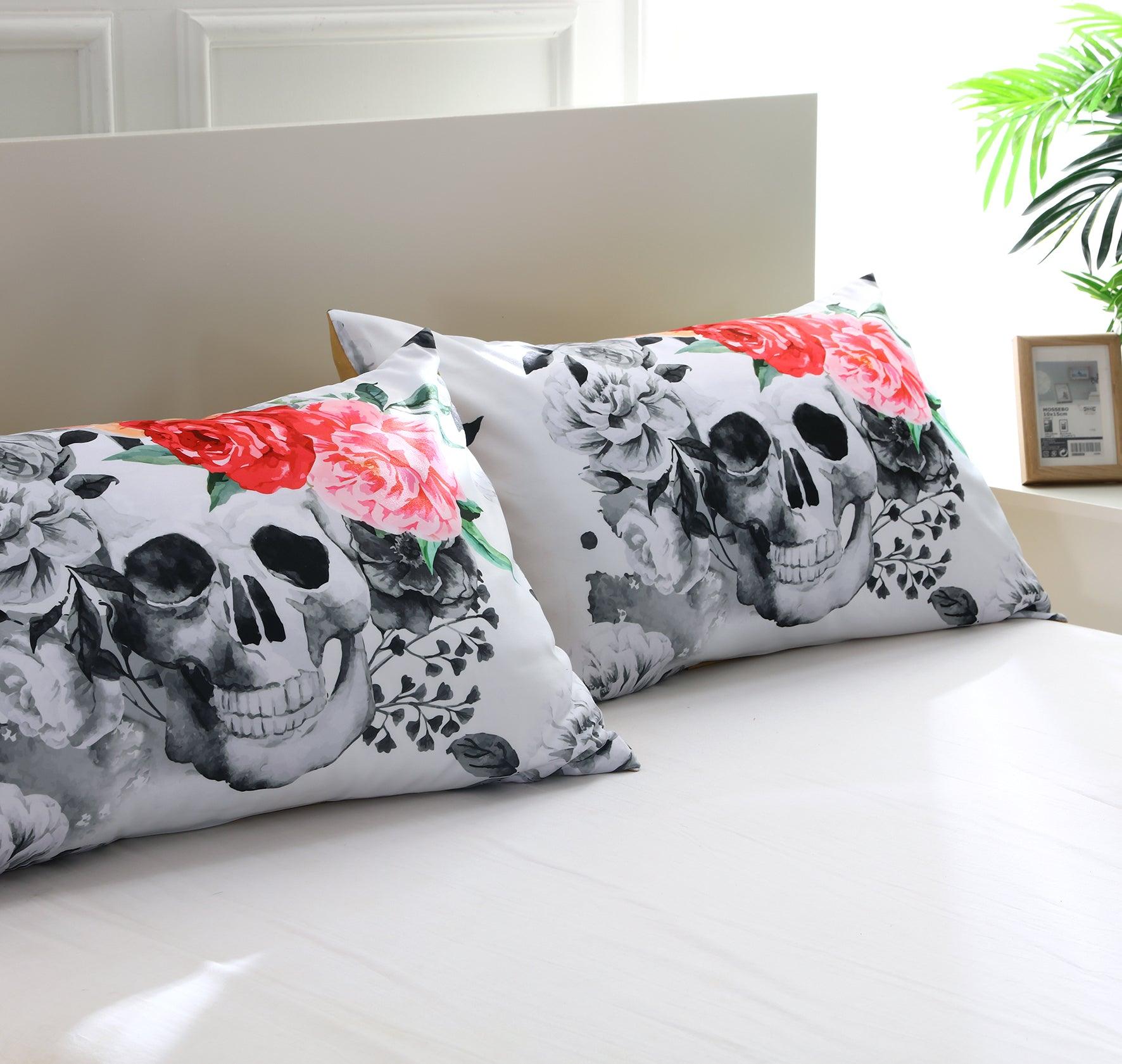 3D Watercolor Skull Flower Quilt Cover Set Bedding Set Pillowcases 92- Jess Art Decoration