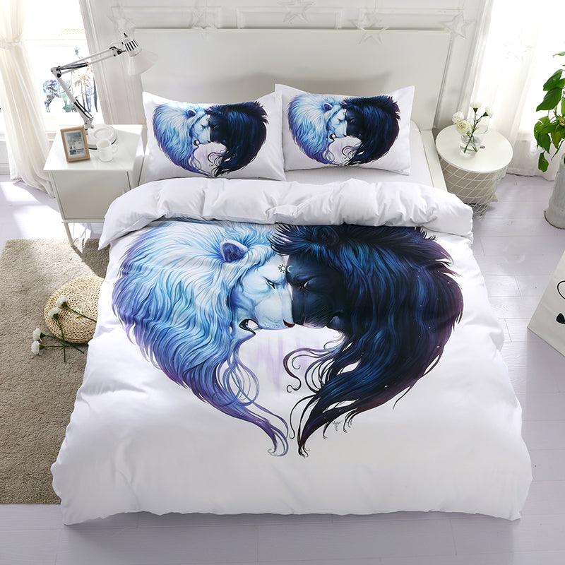 3D Lion Tai Chi Quilt Cover Set Bedding Set Pillowcases 101- Jess Art Decoration