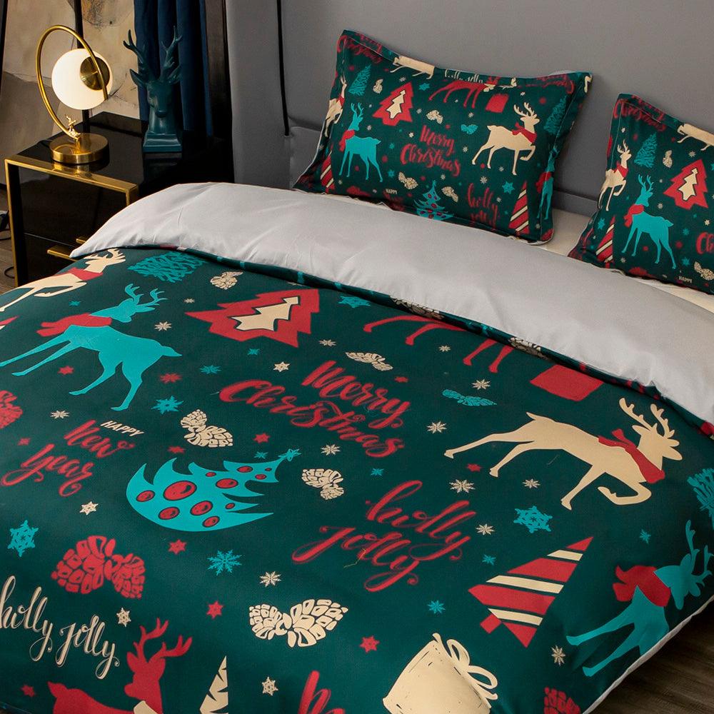 3D Christmas Reindeer Gift Quilt Cover Set Bedding Set Duvet Cover Pillowcases 46- Jess Art Decoration