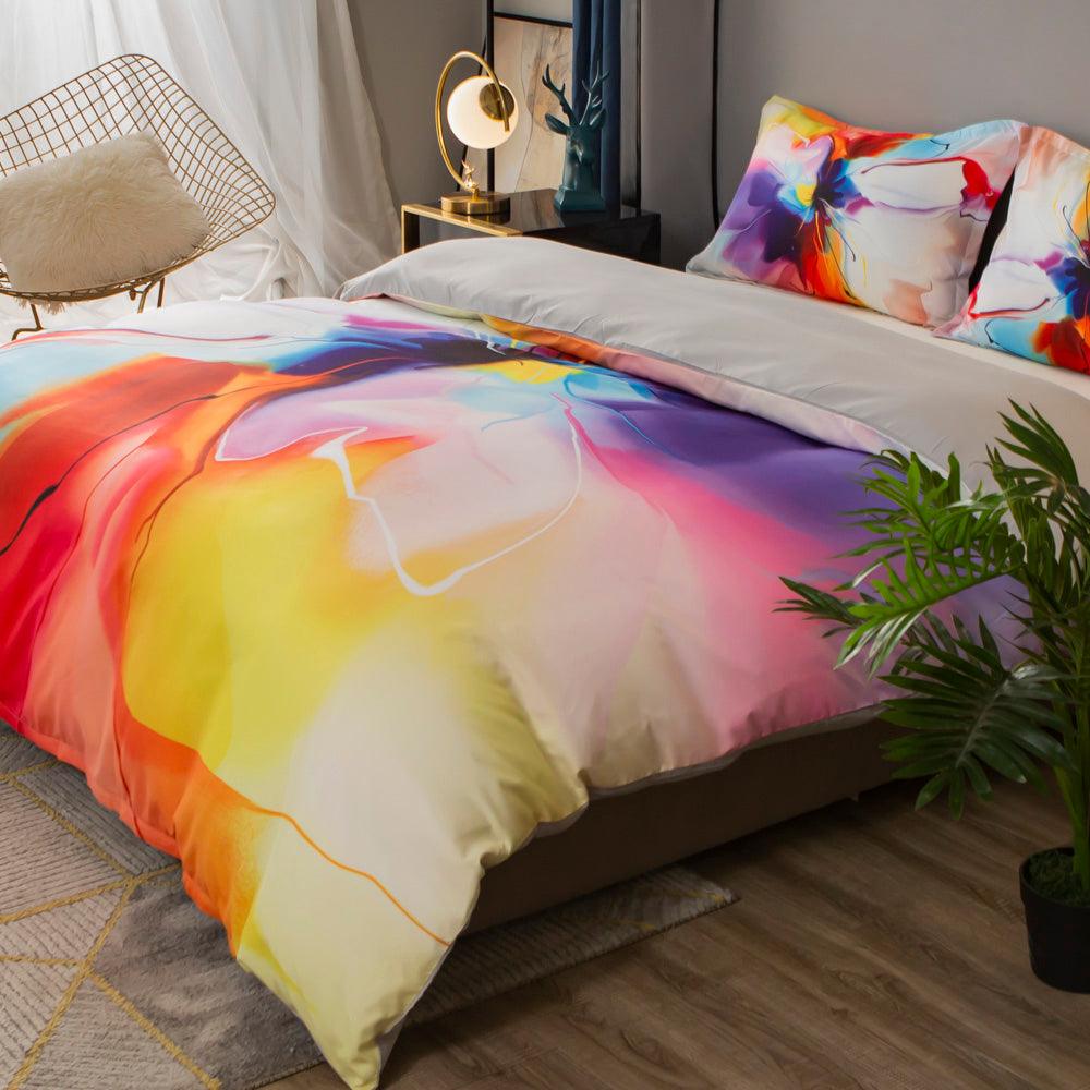 3D Watercolor Color Floral Quilt Cover Set Bedding Set Duvet Cover Pillowcases 52- Jess Art Decoration