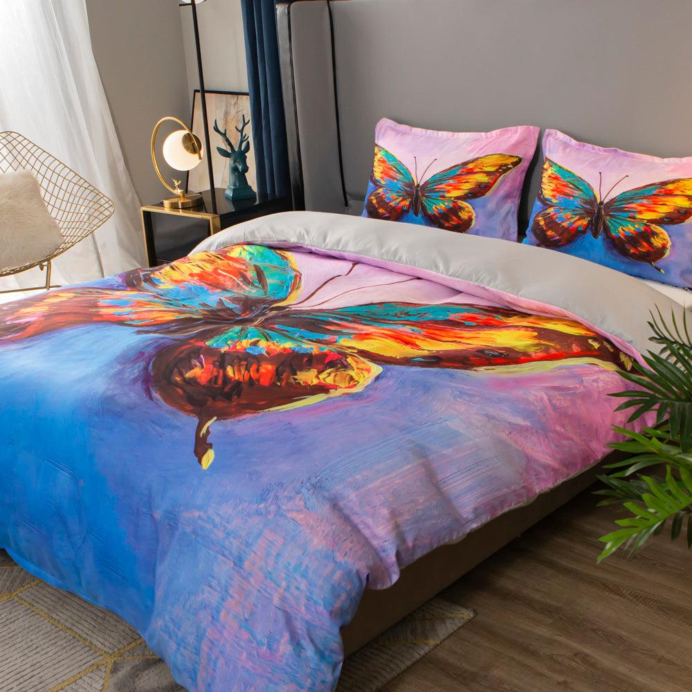 3D Hand Drawn Colored Animal Butterfly Quilt Cover Set Bedding Set Duvet Cover Pillowcases 55- Jess Art Decoration