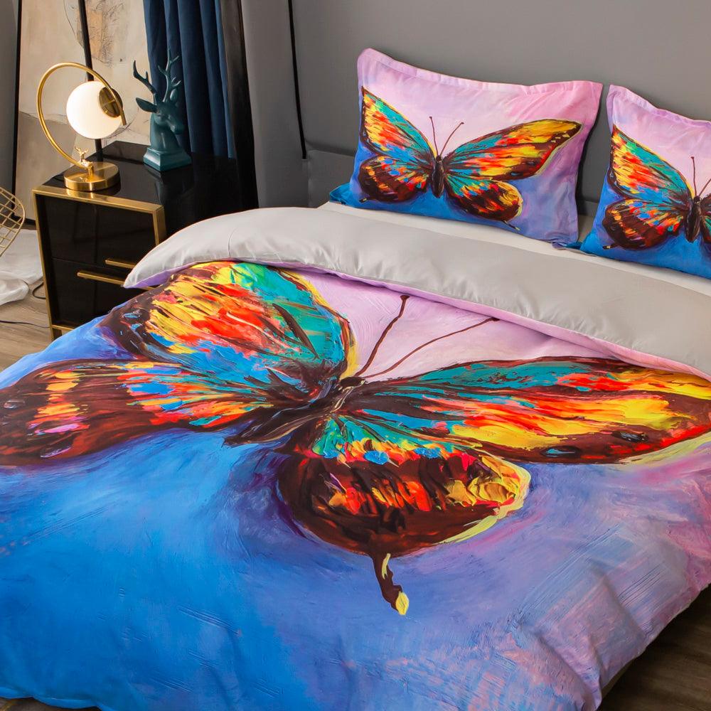 3D Hand Drawn Colored Animal Butterfly Quilt Cover Set Bedding Set Duvet Cover Pillowcases 55- Jess Art Decoration