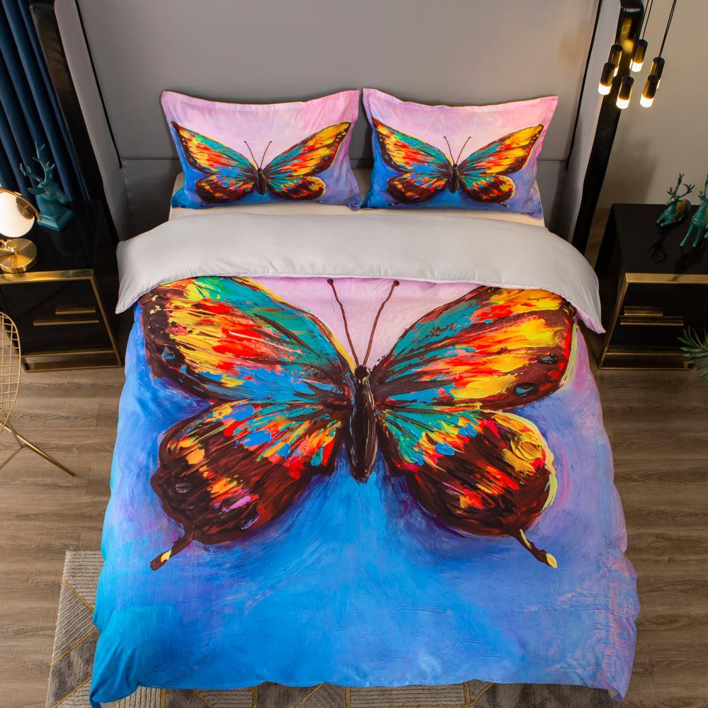 3D Hand Drawn Colored Animal Butterfly Quilt Cover Set Bedding Set Duvet Cover Pillowcases 55- Jess Art Decoration